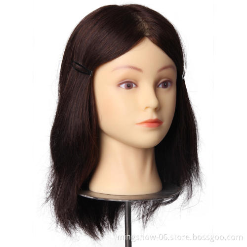 100% Human Hair Mannequin Head Real Human Hair Natural Black Color Practice Model Training Head For Hairdresser